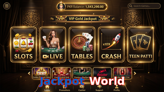 Main screen of Jackpot World casino page for PK players
